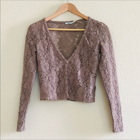 Kimchi Blue Tops - Kimichi Blue Dove Grey Lace Top Cardigan SZ S